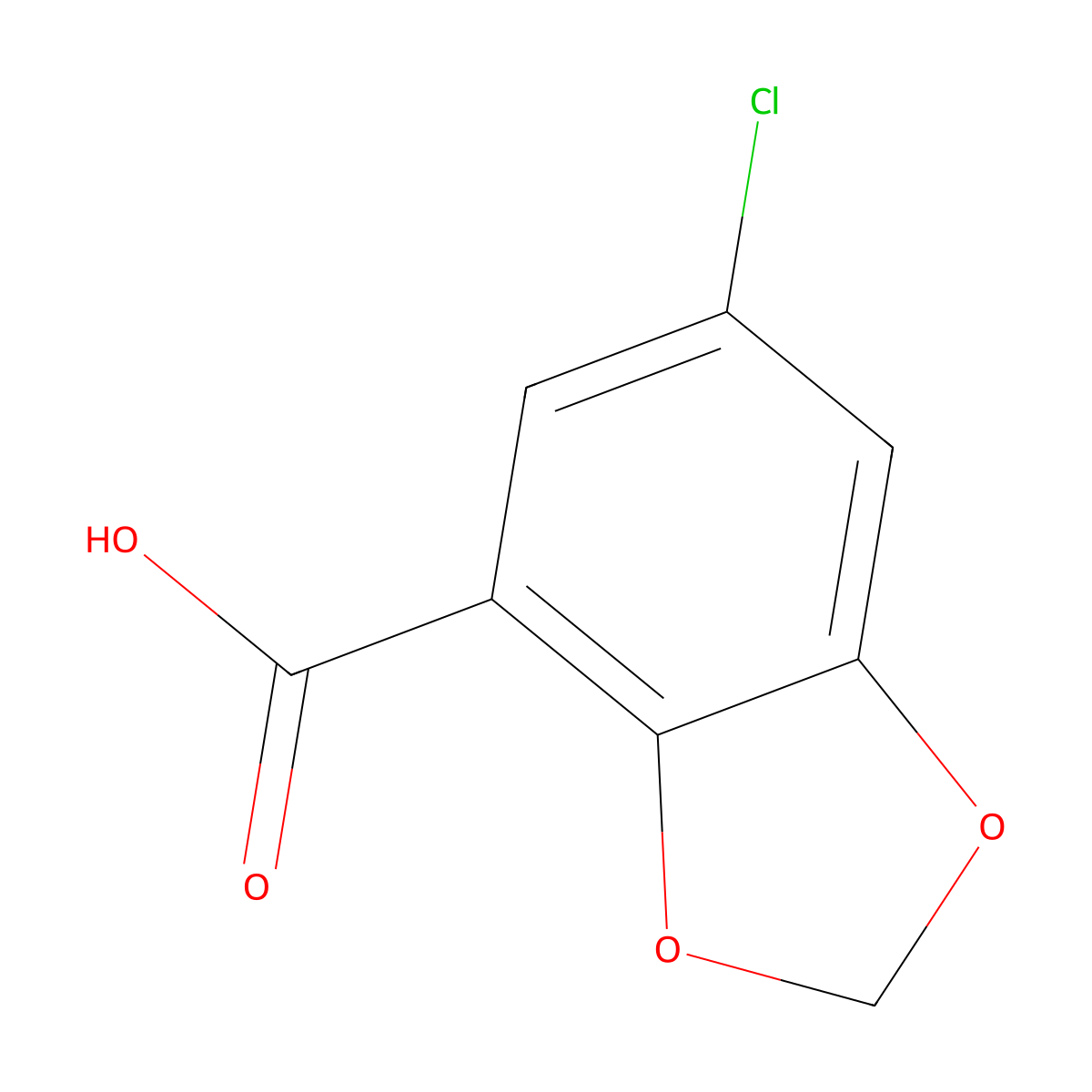 6-Chlorobenzo[d][1,3]dioxole-4-carboxylic acid molecular structure, CAS 186348-67-4