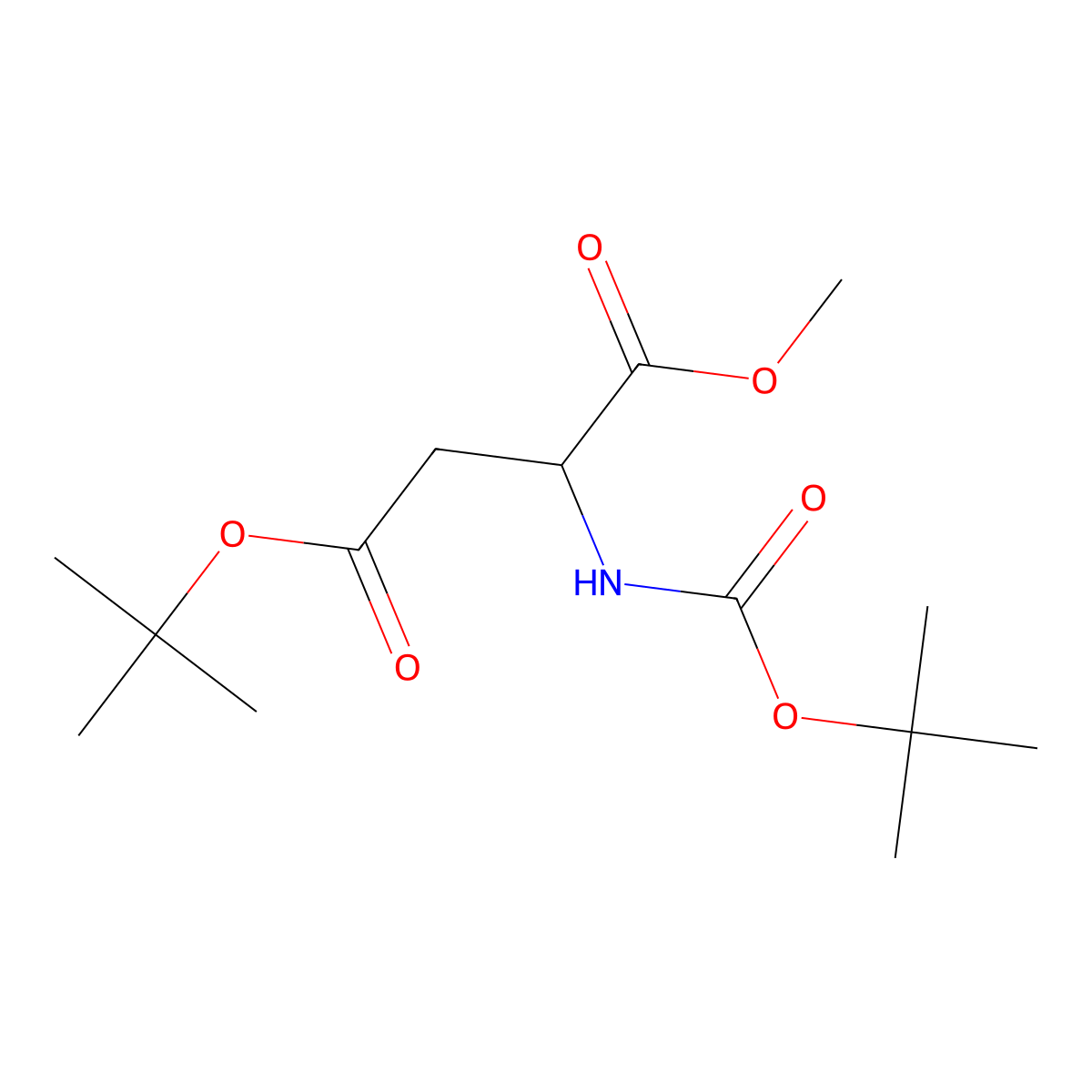 4-tert-butyl 1-methyl (2S)-2-{[(tert-butoxy)carbonyl]amino}butanedioate molecular structure, CAS 18635-49-9