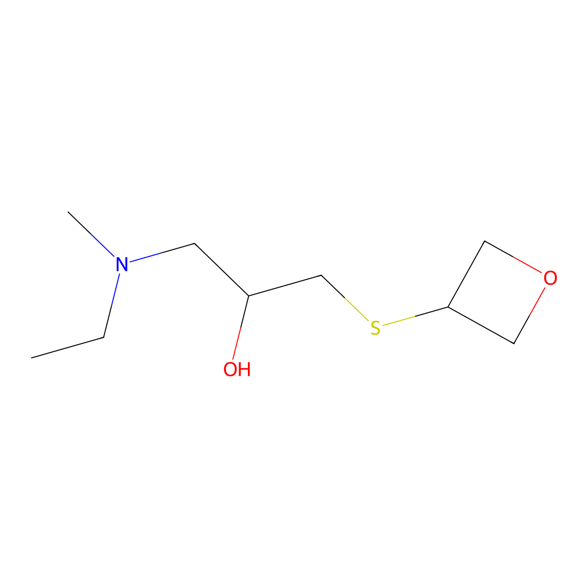 1-[Ethyl(methyl)amino]-3-(oxetan-3-ylsulfanyl)propan-2-ol molecular structure, CAS 1863523-29-8