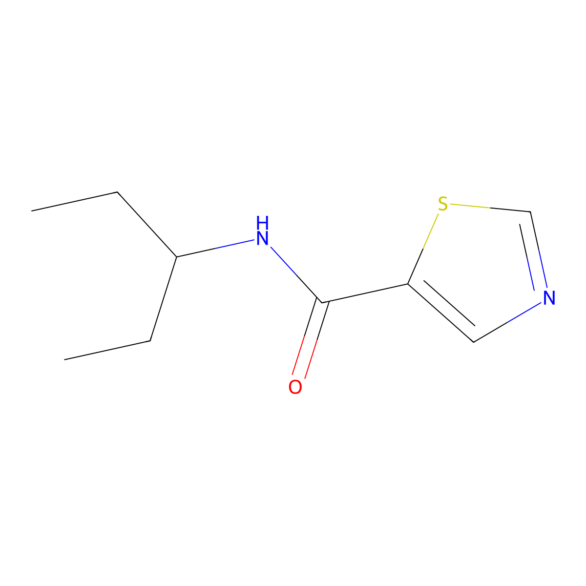 N-(pentan-3-yl)-1,3-thiazole-5-carboxamide molecular structure, CAS 1863523-94-7