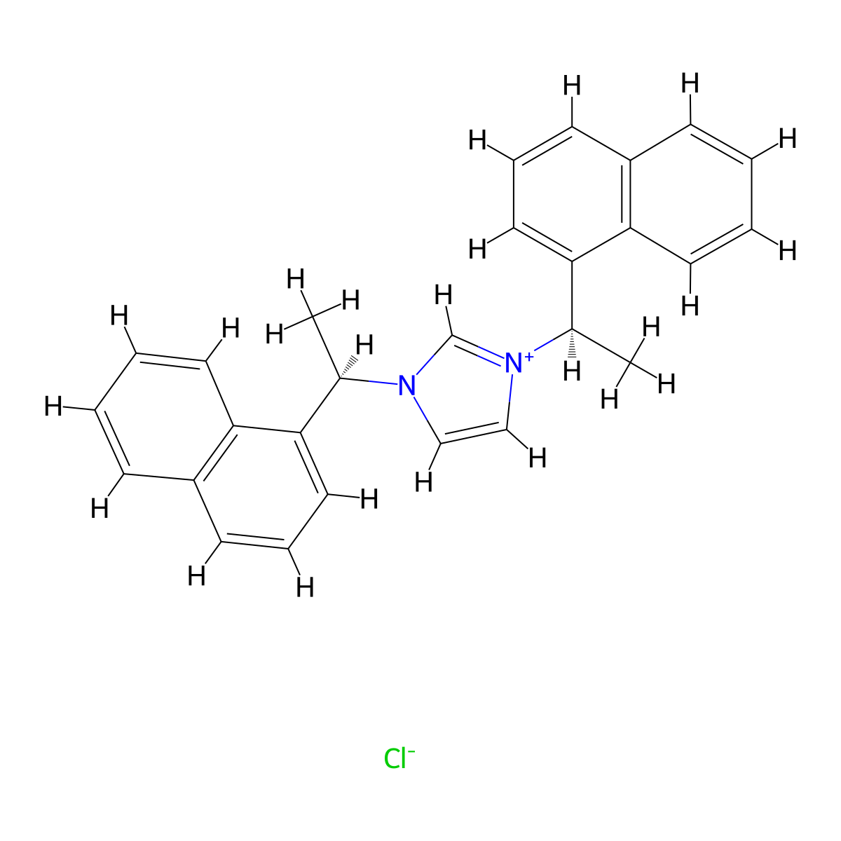 1,3-Bis((R)-1-(naphthalen-1-yl)ethyl)-1H-imidazol-3-ium chloride molecular structure, CAS 186354-48-3