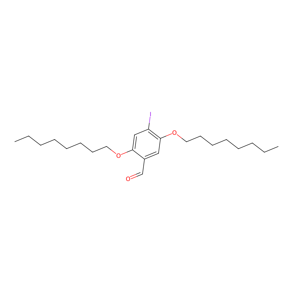 4-Iodo-2,5-dioctyloxybenzaldehyde molecular structure, CAS 186358-39-4