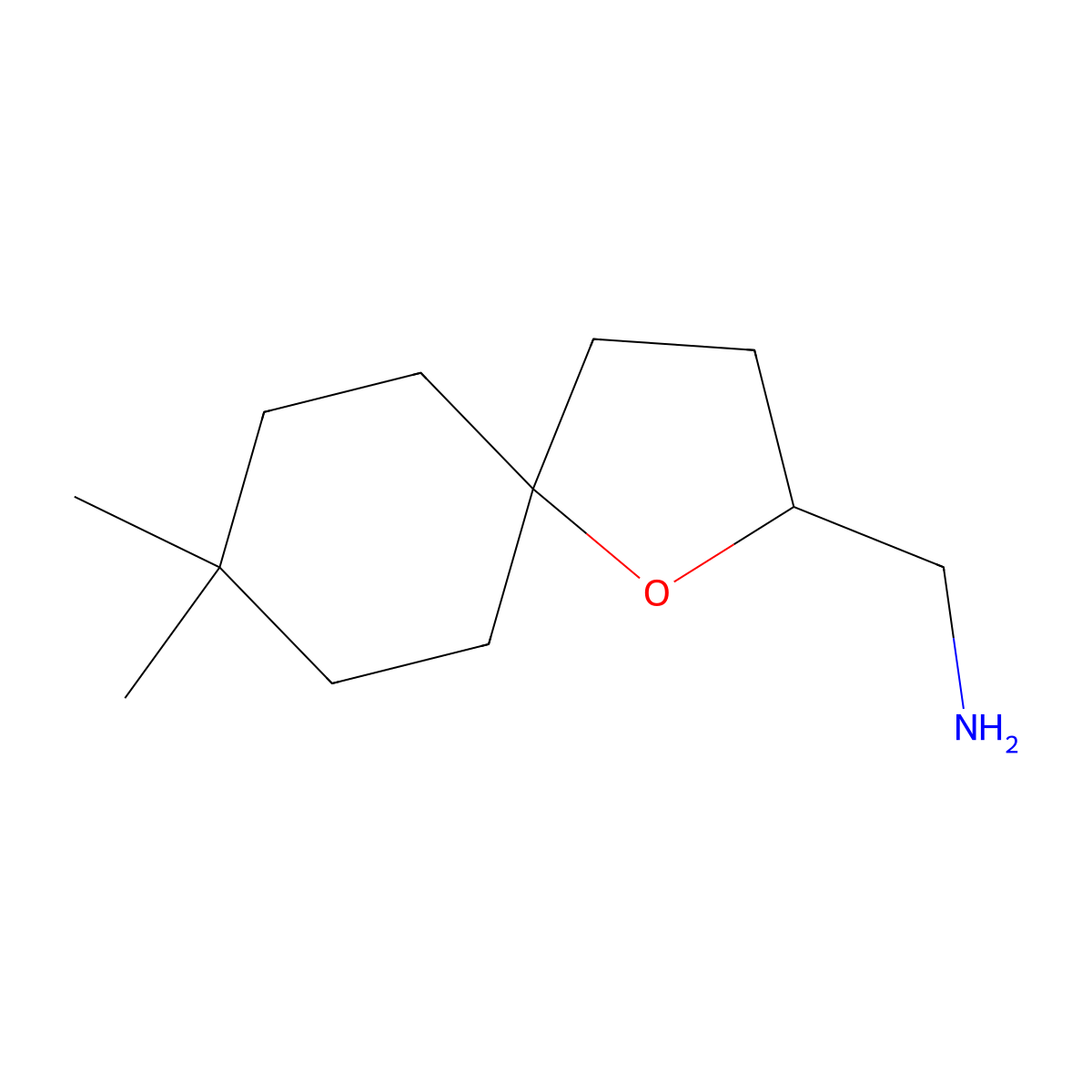 {8,8-Dimethyl-1-oxaspiro[4.5]decan-2-yl}methanamine molecular structure, CAS 1863629-73-5