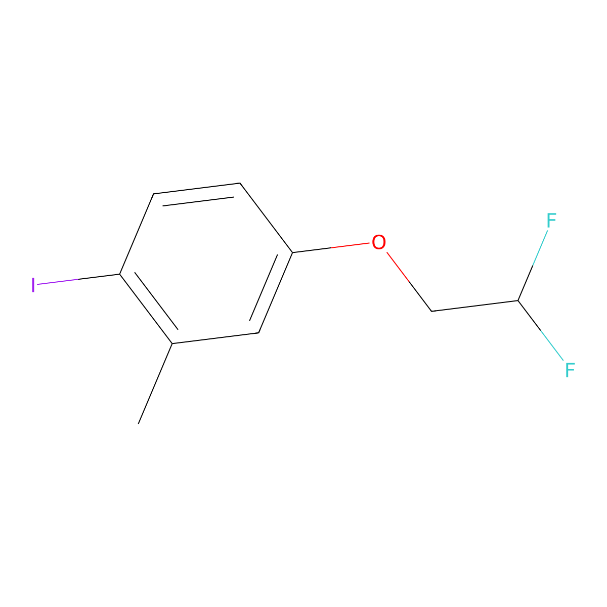 4-(2,2-Difluoroethoxy)-1-iodo-2-methylbenzene molecular structure, CAS 1863650-70-7