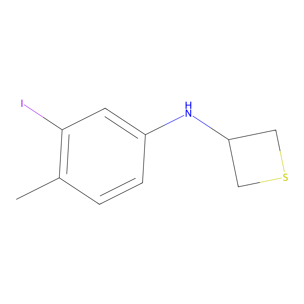 N-(3-Iodo-4-methylphenyl)thietan-3-amine molecular structure, CAS 1863657-35-5