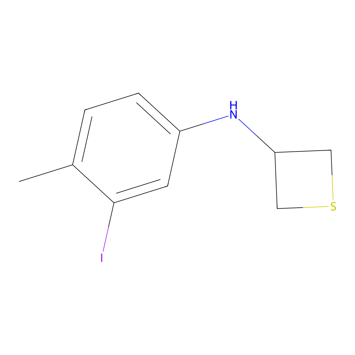 N-(3-Iodo-4-methylphenyl)thietan-3-amine molecular structure, CAS 1863657-35-5