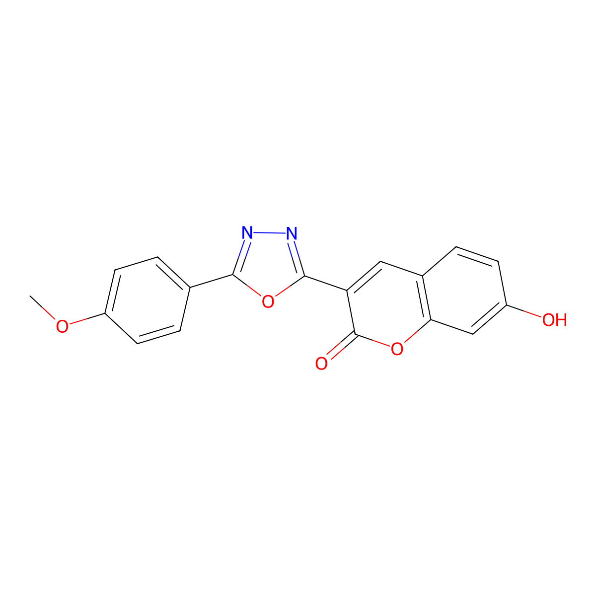 7-hydroxy-3-[5-(4-methoxyphenyl)-1,3,4-oxadiazol-2-yl]-2H-chromen-2-one molecular structure, CAS 186368-62-7