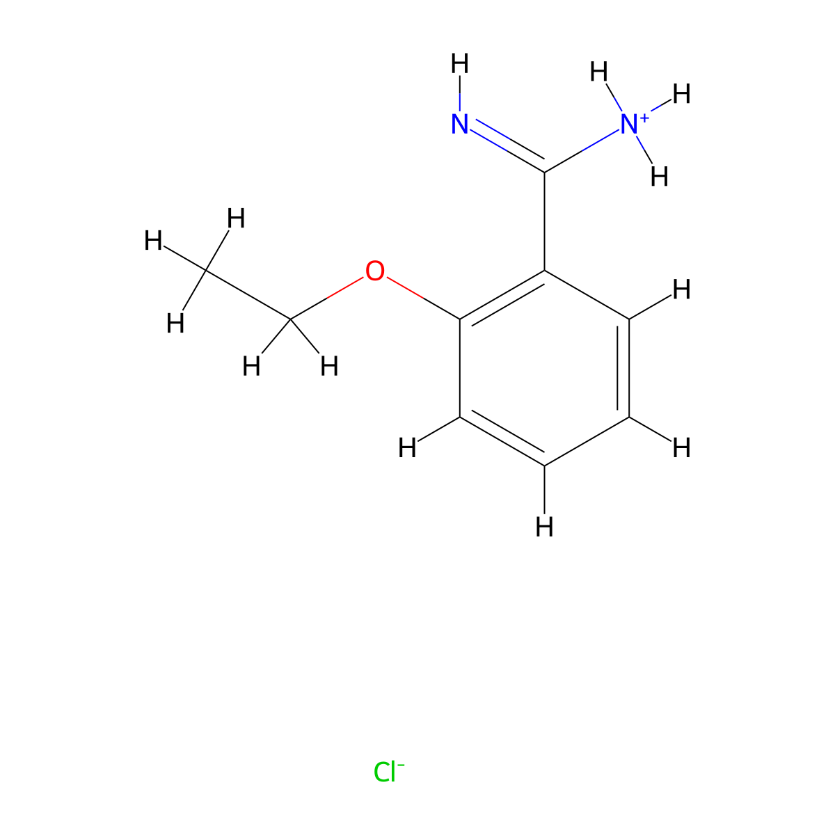 (2-ethoxybenzenecarboximidoyl)azanium chloride molecular structure, CAS 18637-00-8