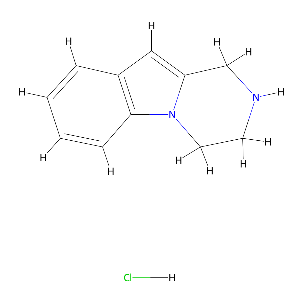 1H,2H,3H,4H-pyrazino[1,2-a]indole hydrochloride molecular structure, CAS 18637-52-0