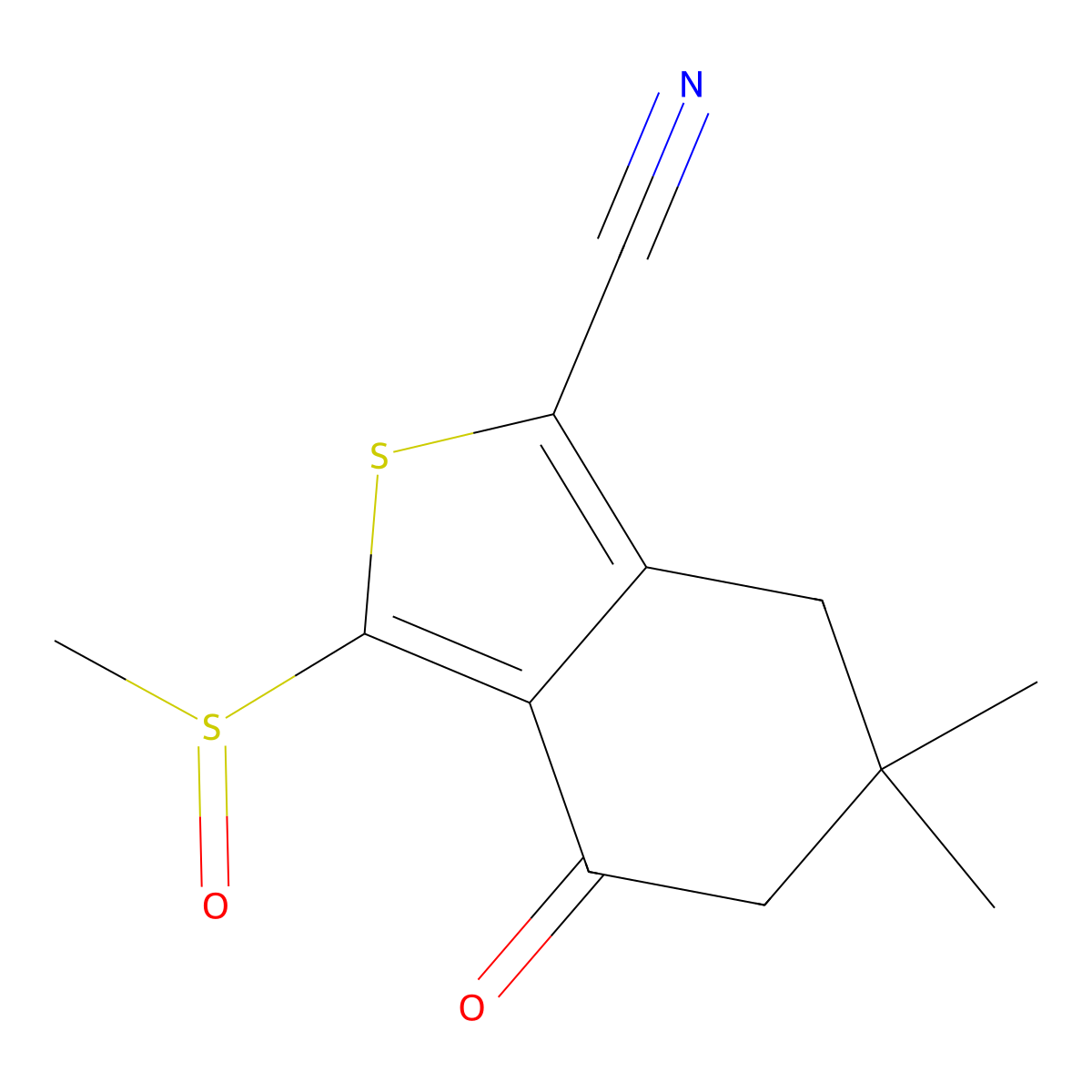 6,6-Dimethyl-3-(methylsulfinyl)-4-oxo-4,5,6,7-tetrahydrobenzo[c]thiophene-1-carbonitrile molecular structure, CAS 186371-17-5