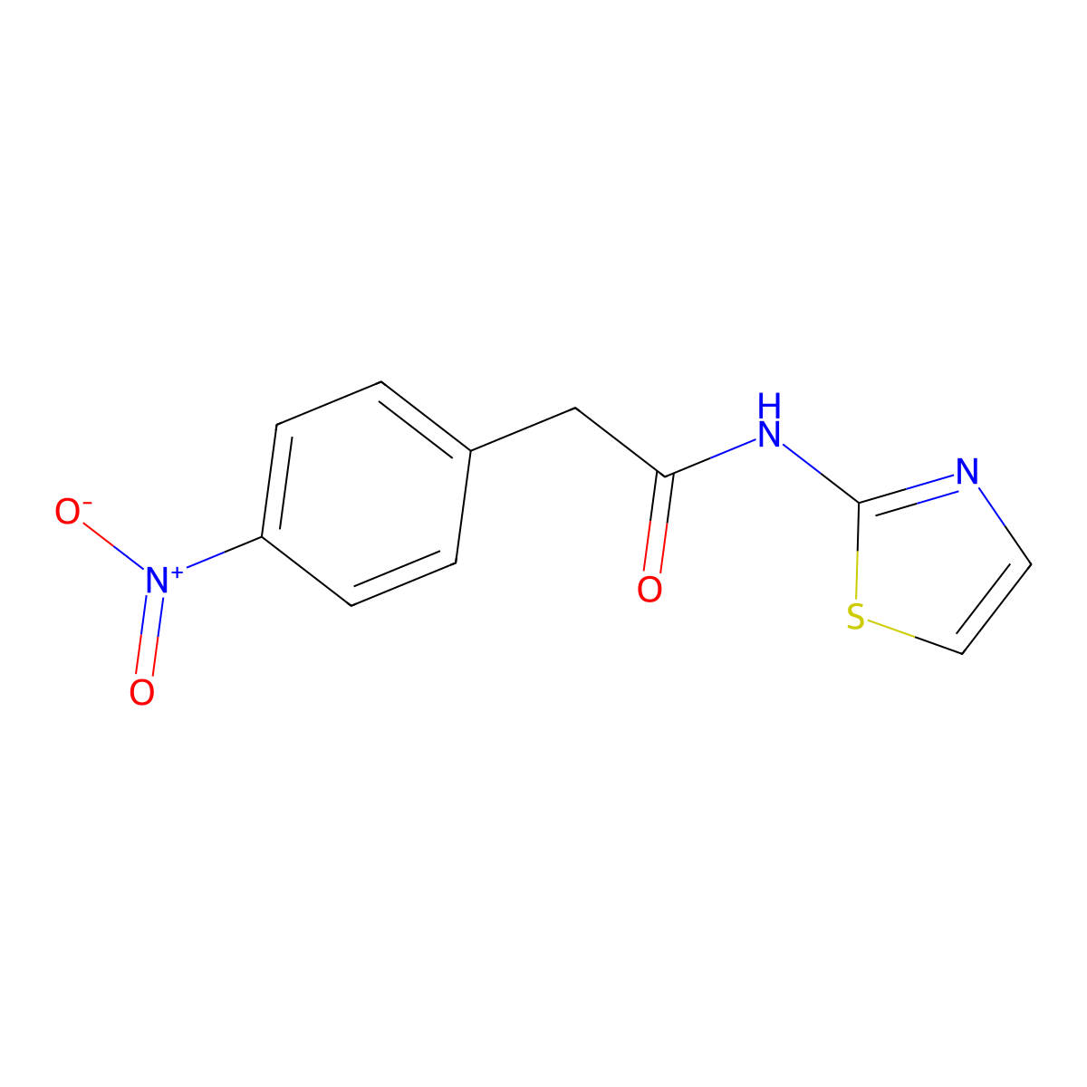 2-(4-nitrophenyl)-N-(1,3-thiazol-2-yl)acetamide molecular structure, CAS 186371-21-1