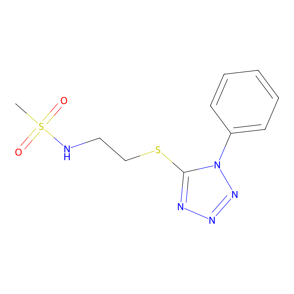 N-{2-[(1-phenyl-1H-tetrazol-5-yl)thio]ethyl}methanesulfonamide molecular structure, CAS 186376-74-9