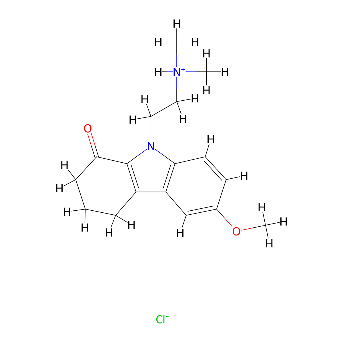 Carbazol-1(2H)-one, 3,4-dihydro-9-(2-(dimethylamino)ethyl)-6-methoxy-, monohydrochloride molecular structure, CAS 18638-84-1