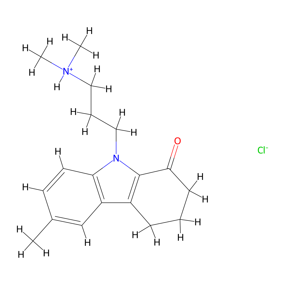 Carbazol-1(2H)-one, 3,4-dihydro-9-(3-(dimethylamino)propyl)-6-methyl-, monohydrochloride molecular structure, CAS 18638-89-6