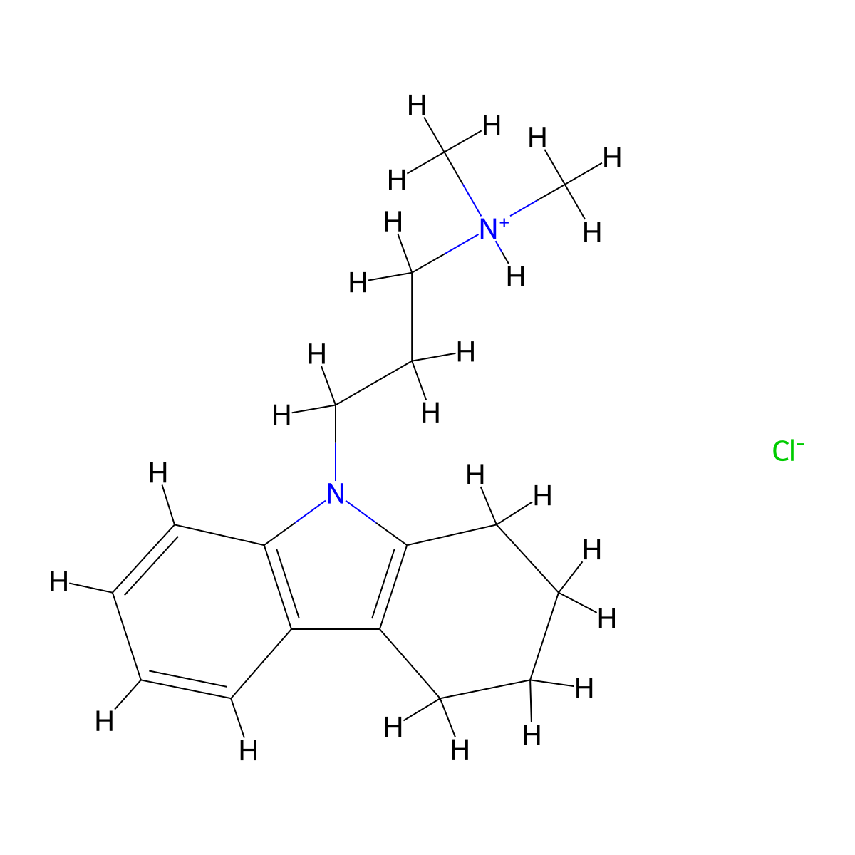 Carbazole, 1,2,3,4-tetrahydro-9-(3-(dimethylamino)propyl)-, monohydrochloride molecular structure, CAS 18638-90-9