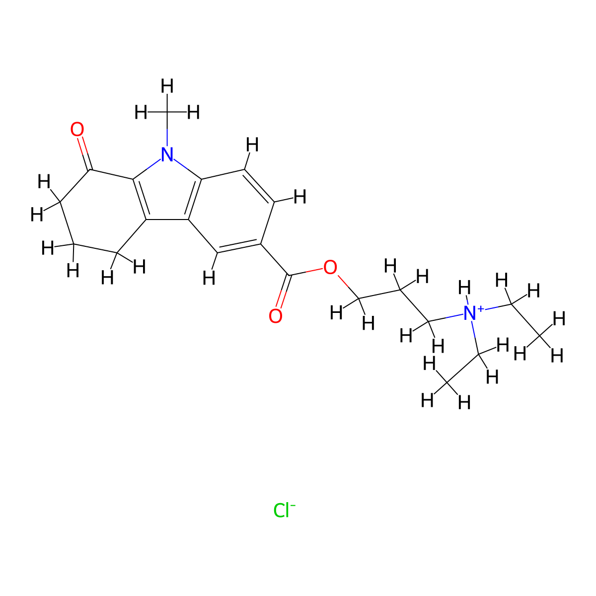 3-(Diethylamino)propyl 9-methyl-1-oxo-2,3,4,9-tetrahydro-1H-carbazole-6-carboxylate--hydrogen chloride (1/1) molecular structure, CAS 18638-94-3