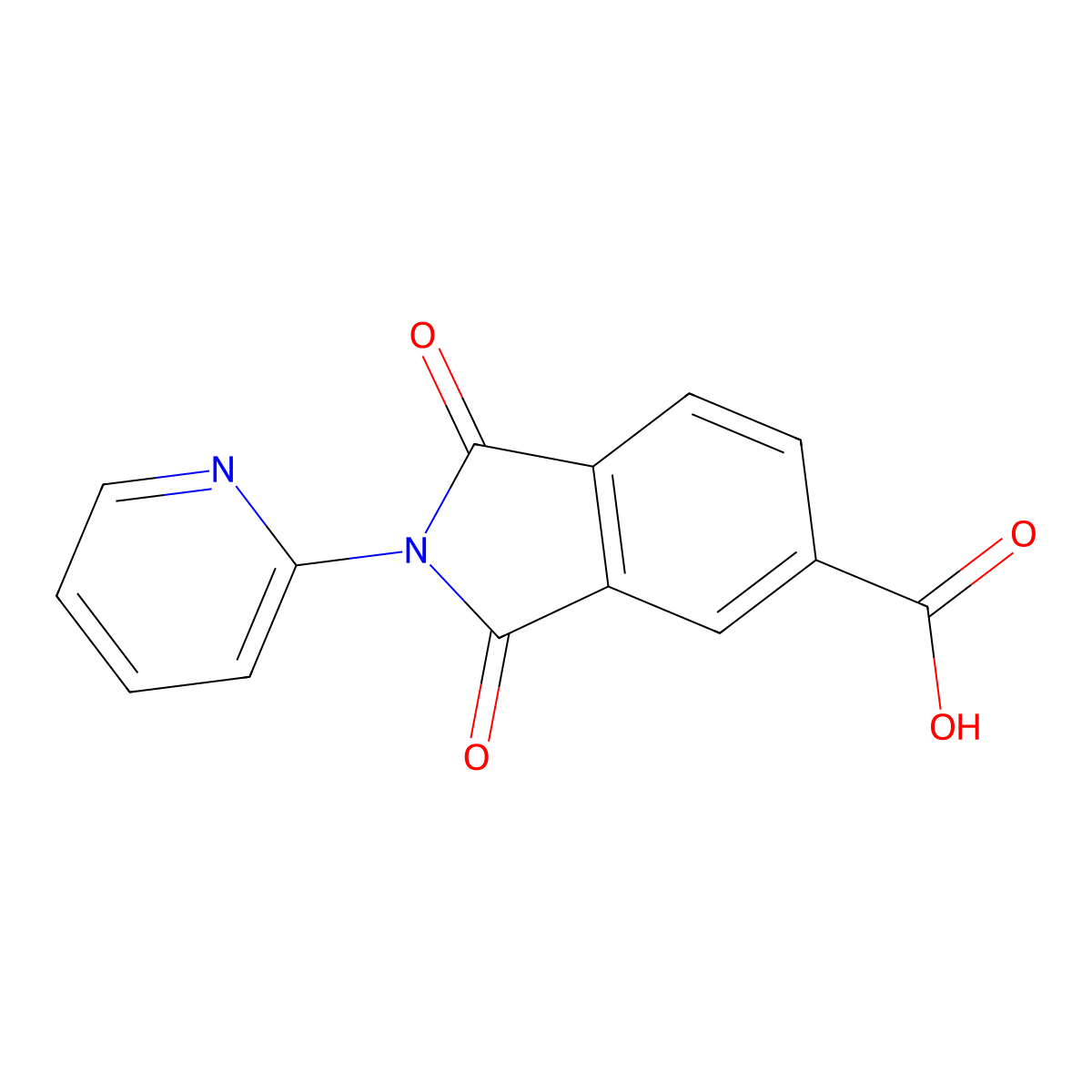 1,3-Dioxo-2-(pyridin-2-yl)-2,3-dihydro-1H-isoindole-5-carboxylic acid molecular structure, CAS 186384-46-3