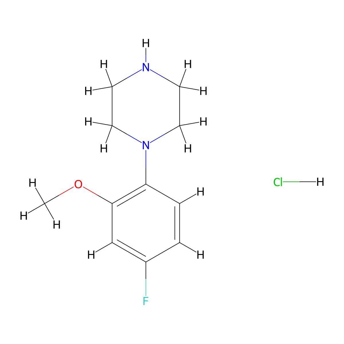 1-(4-Fluoro-2-methoxyphenyl)piperazine hydrochloride molecular structure, CAS 186386-96-9