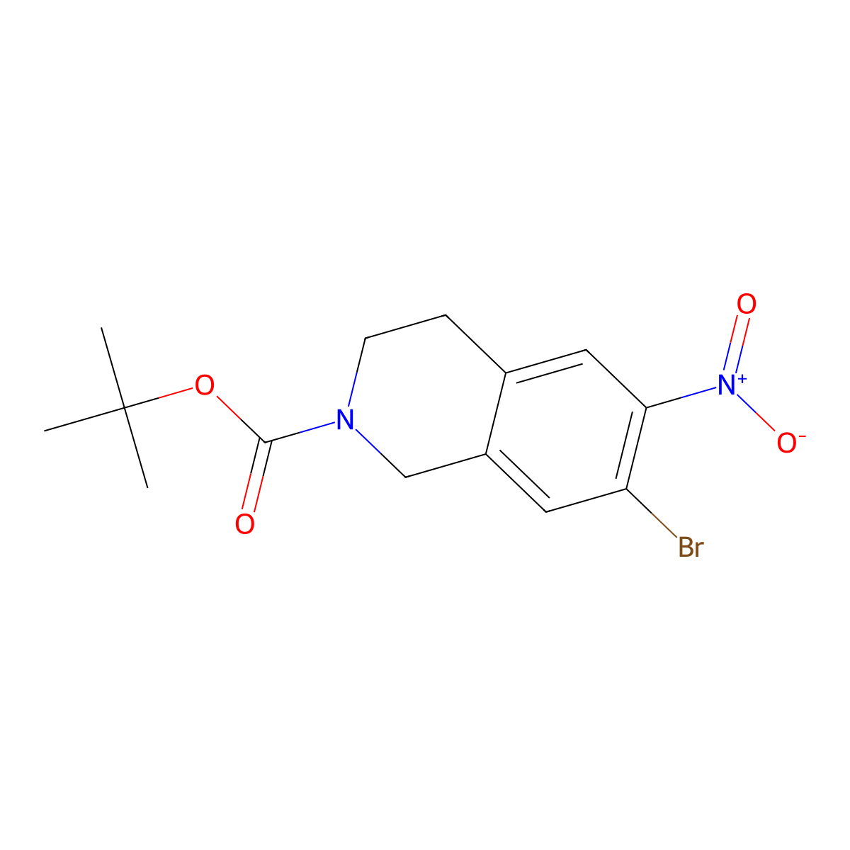 7-Bromo-6-nitro-N-tert-butoxycarbonyl-1,2,3,4-tetrahydroisoquinoline molecular structure, CAS 186390-63-6