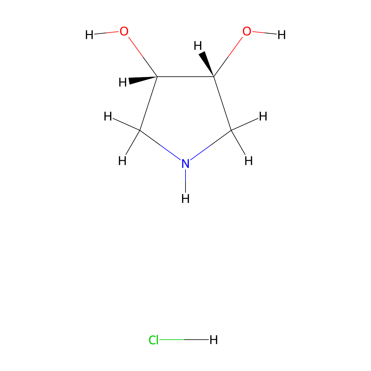 (3S,4R)-pyrrolidine-3,4-diol hydrochloride molecular structure, CAS 186393-21-5