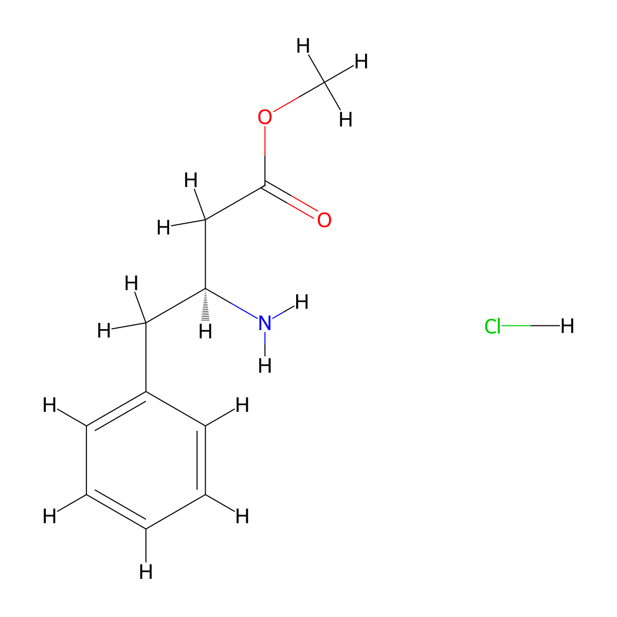 methyl (3S)-3-amino-4-phenylbutanoate hydrochloride molecular structure, CAS 186393-25-9