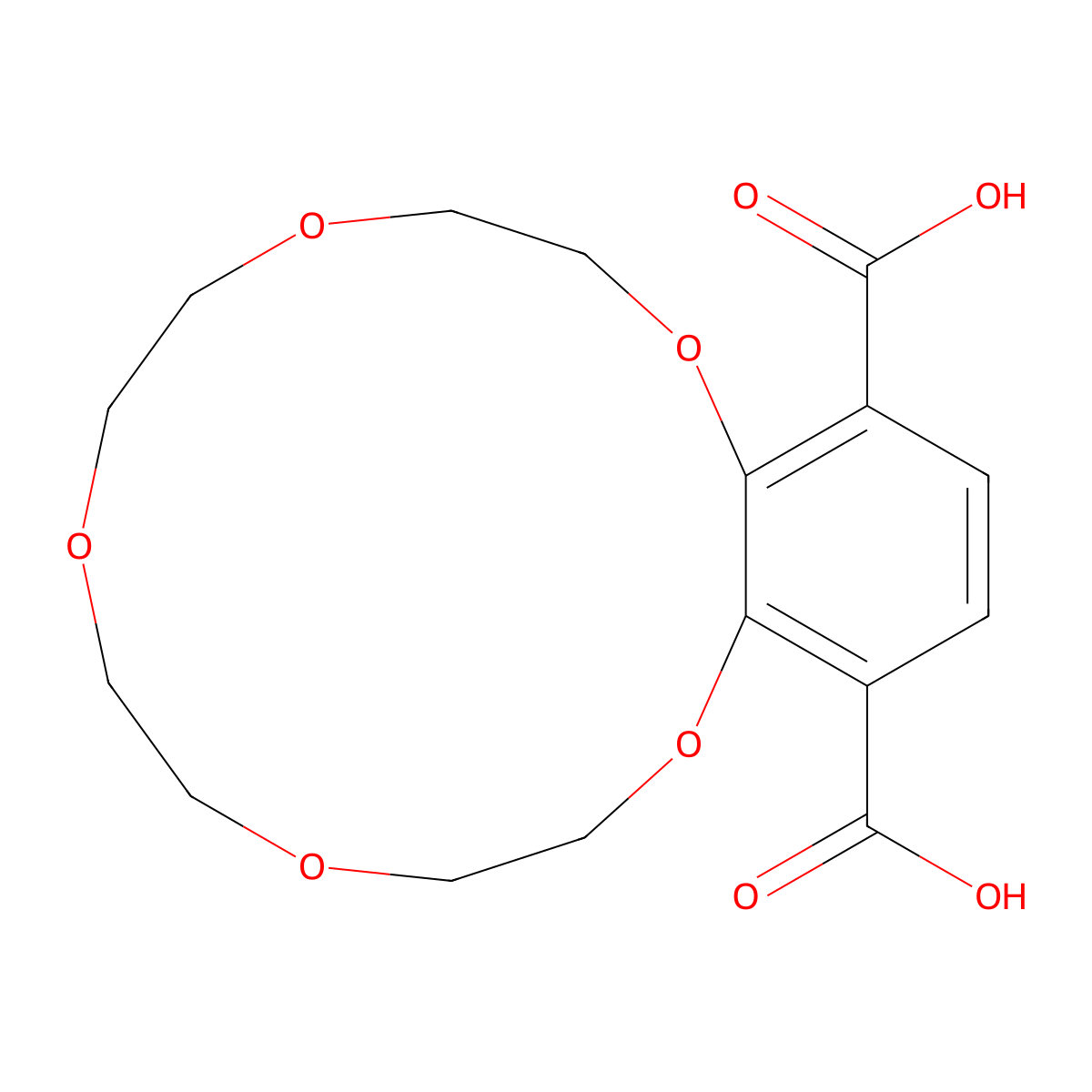 2,3,5,6,8,9,11,12-Octahydrobenzo[b][1,4,7,10,13]pentaoxacyclopentadecine-14,17-dicarboxylic acid molecular structure, CAS 1863934-89-7