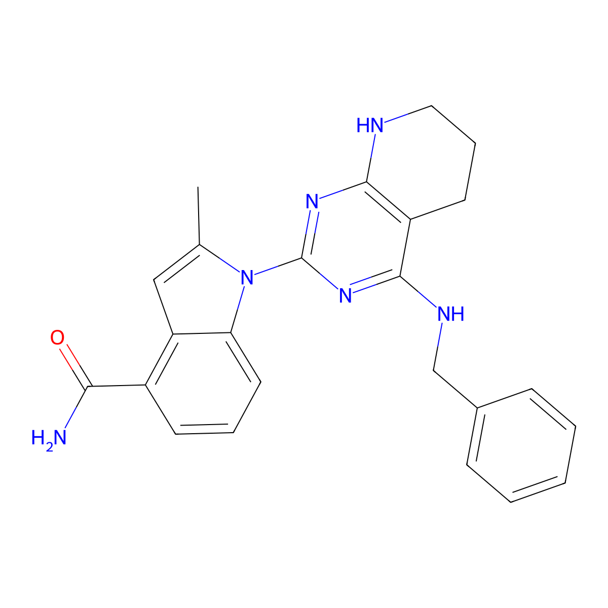 1-(4-(Benzylamino)-5,6,7,8-Tetrahydropyrido[2,3-D]Pyrimidin-2-Yl)-2-Methyl-1H-Indole-4-Carboxamide molecular structure, CAS 1863952-15-1