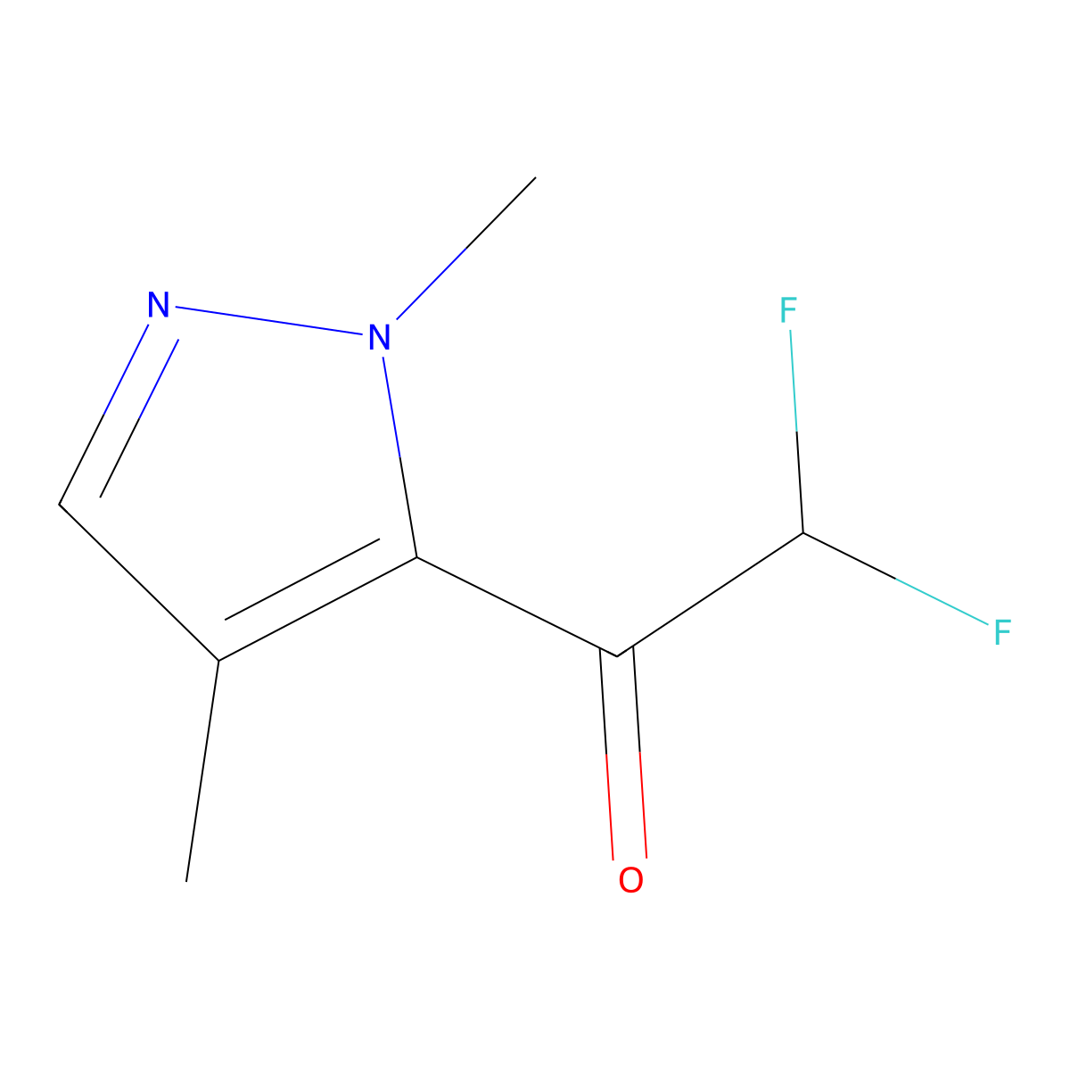 1-(1,4-dimethyl-1H-pyrazol-5-yl)-2,2-difluoroethan-1-one molecular structure, CAS 1863974-01-9
