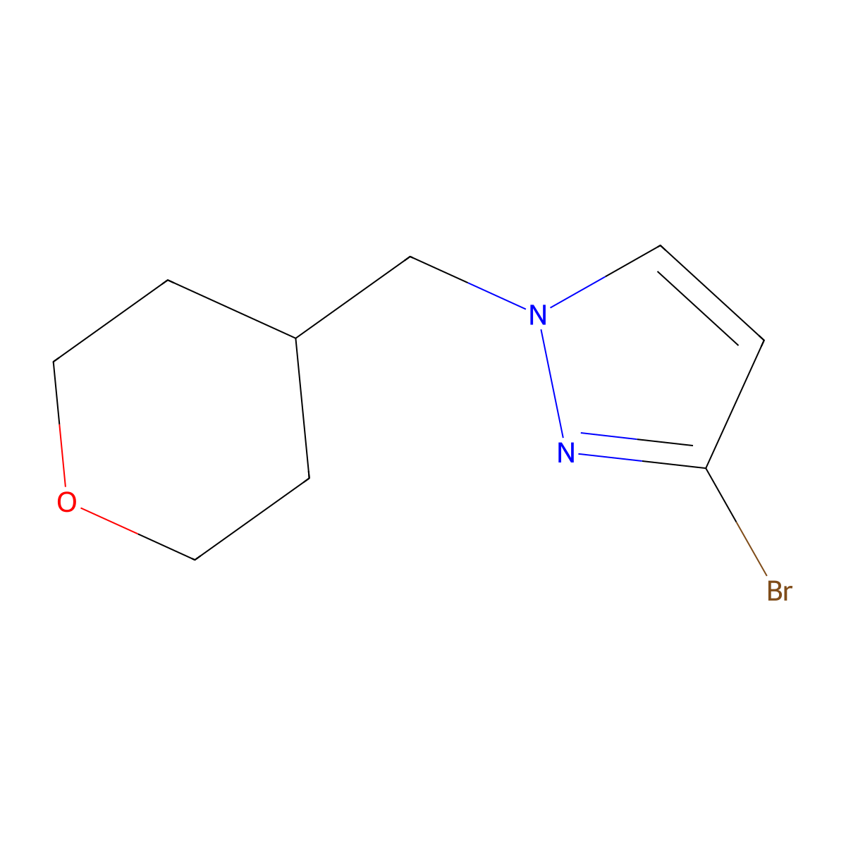 3-bromo-1-[(oxan-4-yl)methyl]-1H-pyrazole molecular structure, CAS 1863981-29-6
