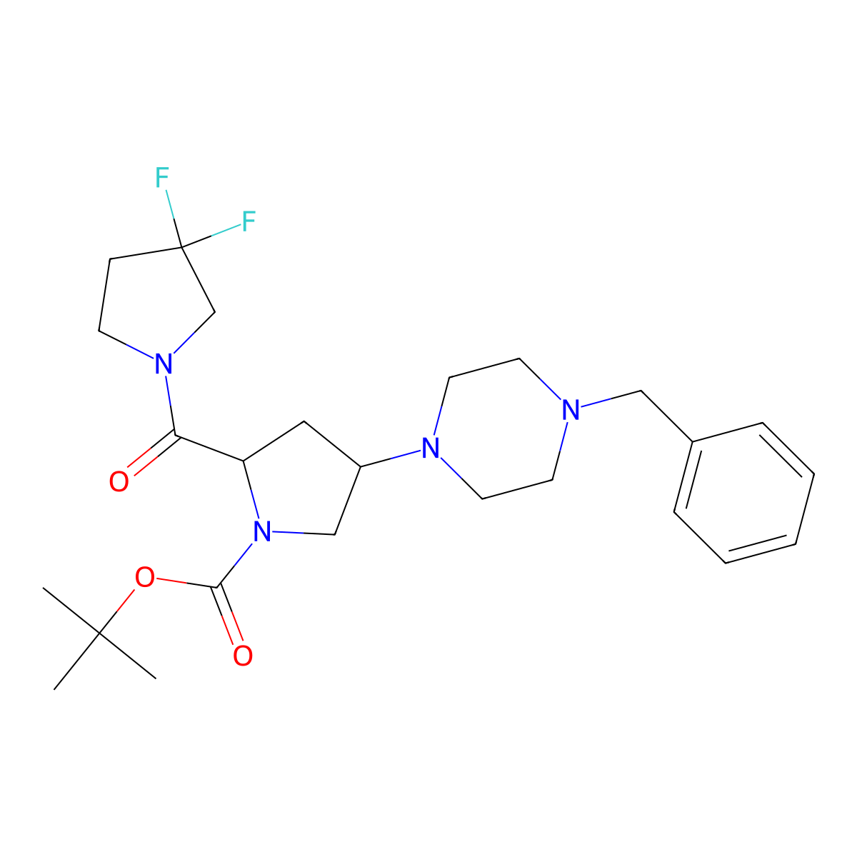 (2S,4S)-1-Boc-4-(4-benzyl-1-piperazinyl)-2-(3,3-difluoropyrrolidine-1-carbonyl)pyrrolidine molecular structure, CAS 1864002-93-6
