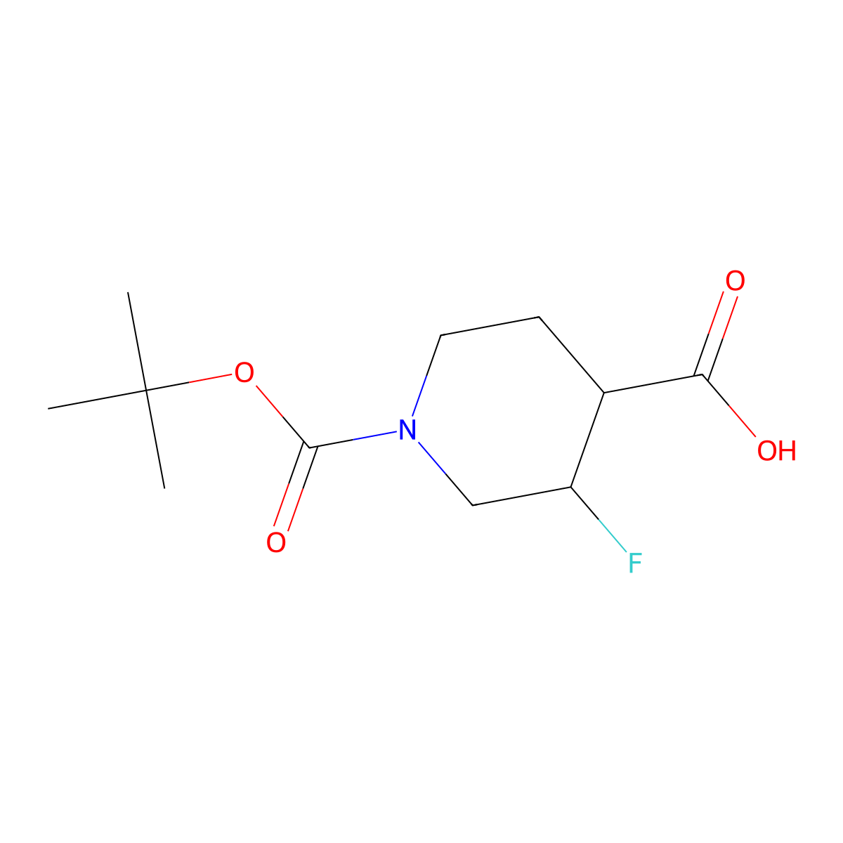 (3S,4R)-1-(Tert-butoxycarbonyl)-3-fluoropiperidine-4-carboxylic acid molecular structure, CAS 1864003-07-5