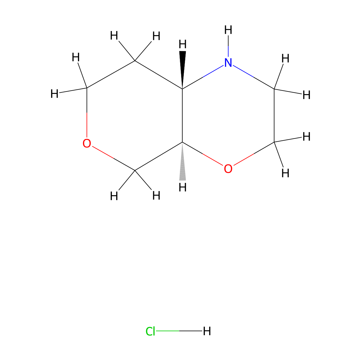 rac-(4aR,8aS)-Octahydropyrano[3,4-b][1,4]oxazine hydrochloride molecular structure, CAS 1864003-22-4
