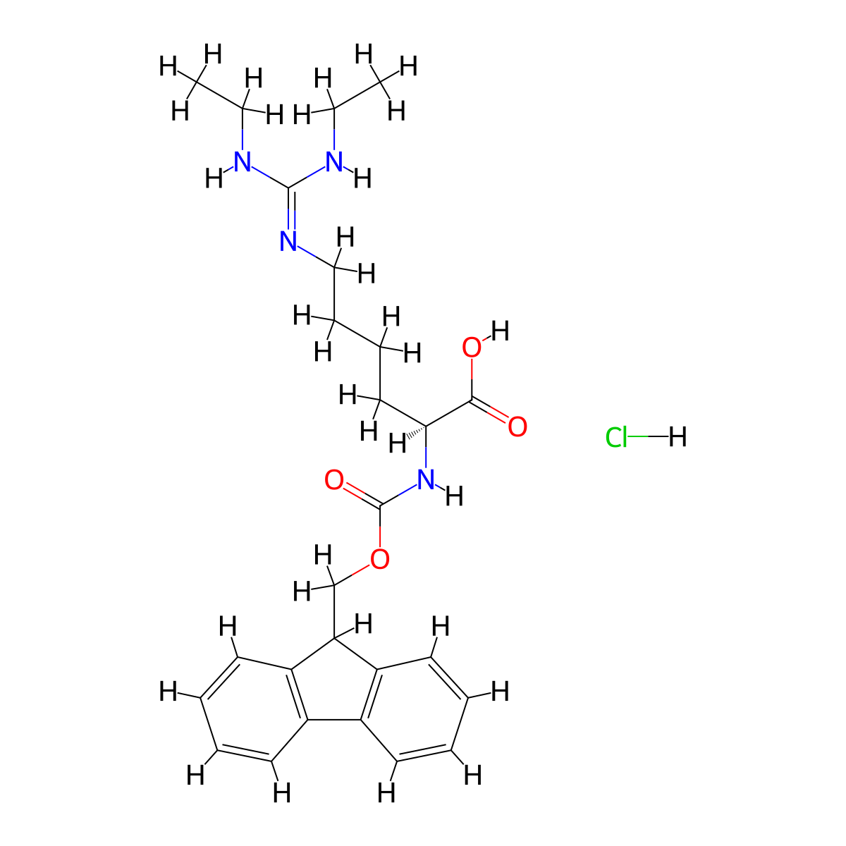 Fmoc-l-homoarg(et)2-oh hydrochloride salt molecular structure, CAS 1864003-26-8