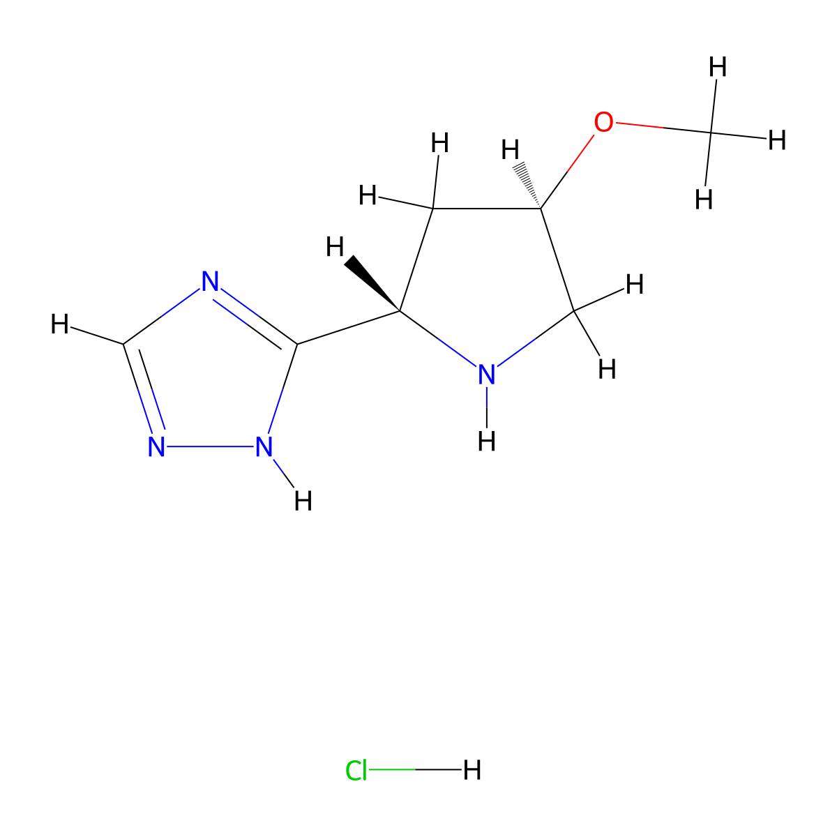 3-[(2S,4R)-4-methoxypyrrolidin-2-yl]-4H-1,2,4-triazole hydrochloride molecular structure, CAS 1864003-30-4