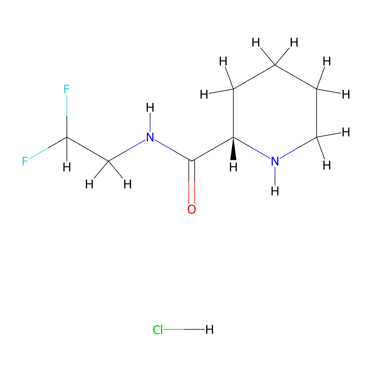 (2S)-N-(2,2-difluoroethyl)piperidine-2-carboxamide hydrochloride molecular structure, CAS 1864003-31-5
