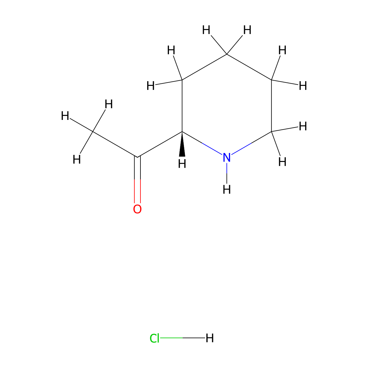 1-[(2S)-piperidin-2-yl]ethan-1-one hydrochloride molecular structure, CAS 1864003-36-0