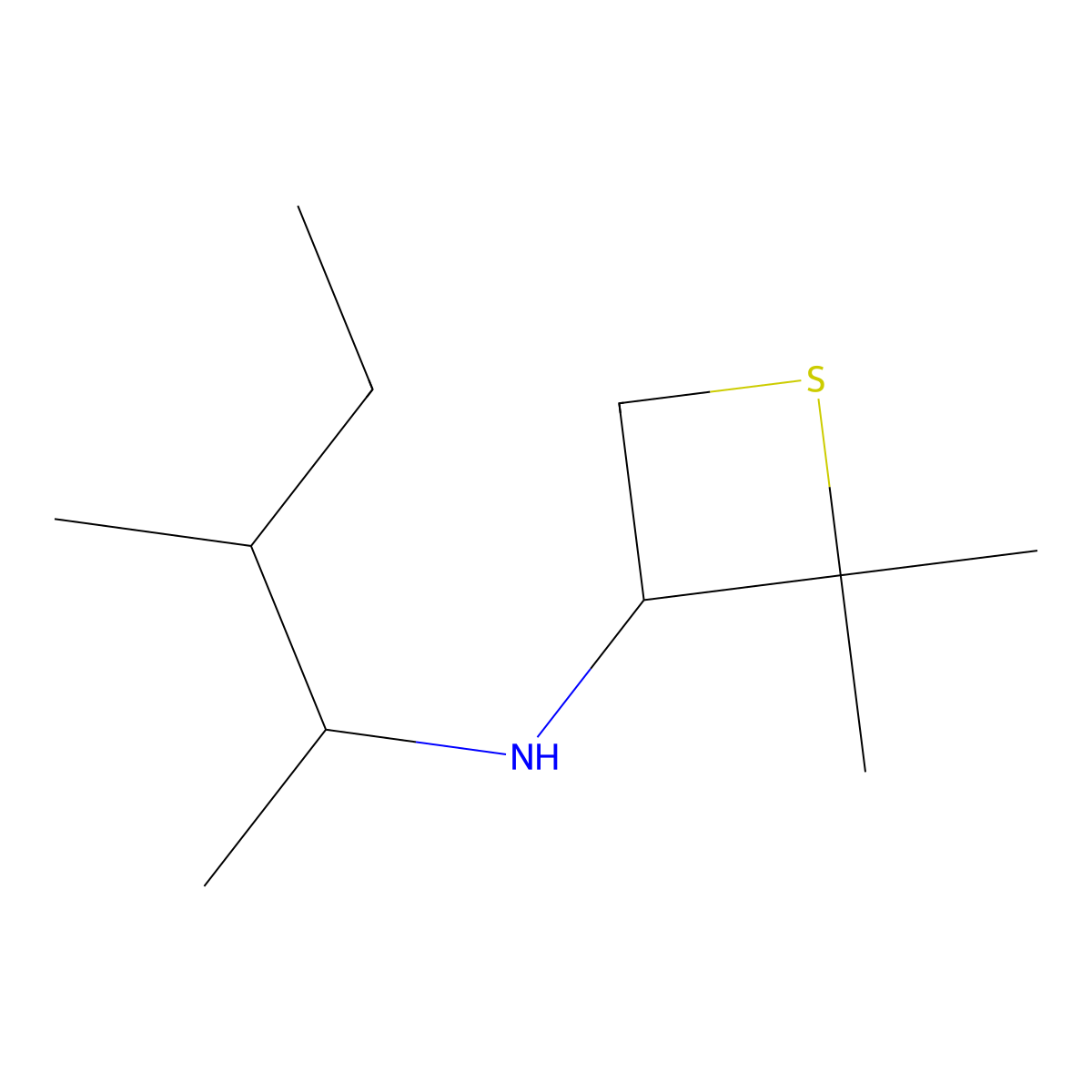 2,2-Dimethyl-N-(3-methylpentan-2-yl)thietan-3-amine molecular structure, CAS 1864011-02-8