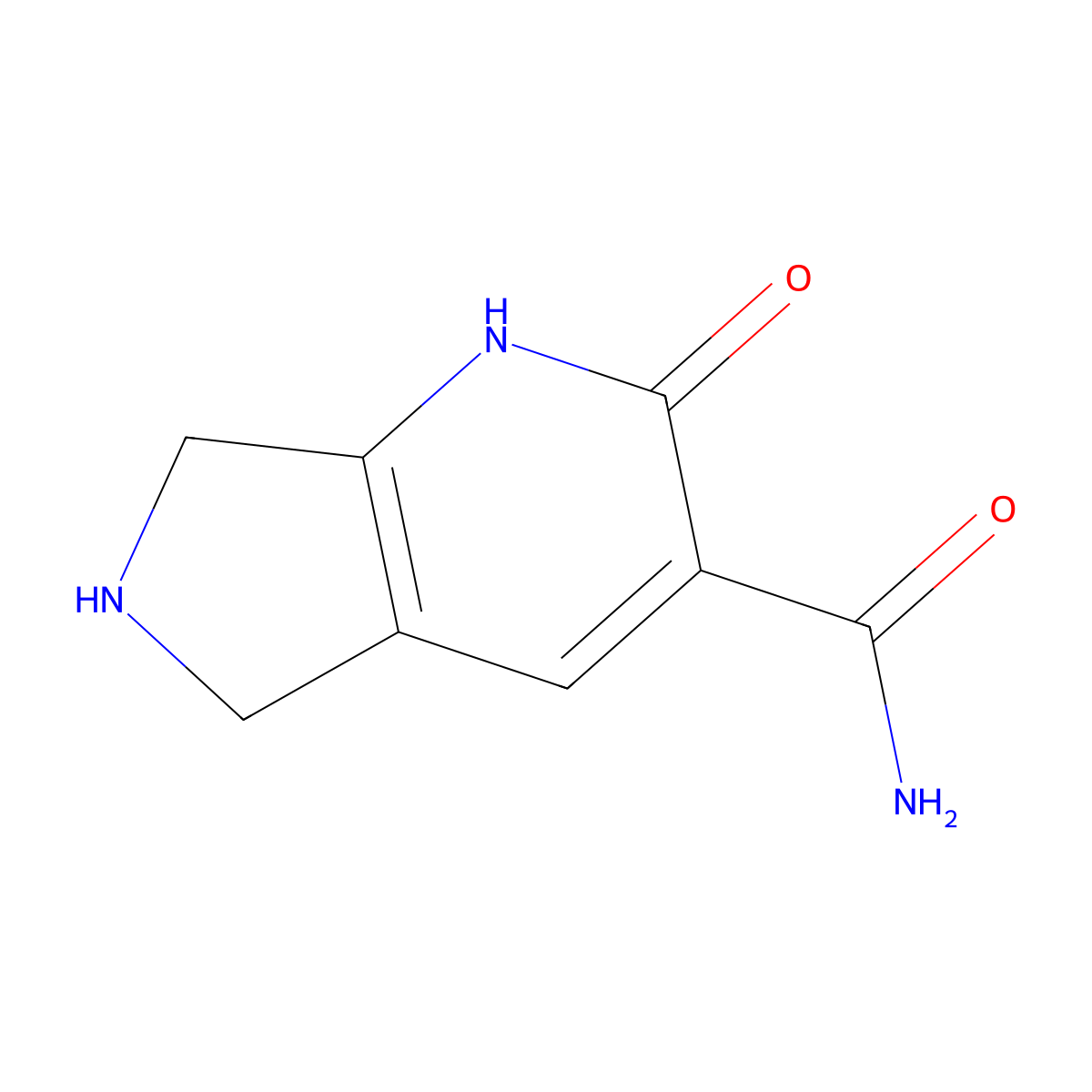 2-oxo-1H,2H,5H,6H,7H-pyrrolo[3,4-b]pyridine-3-carboxamide molecular structure, CAS 1864013-86-4