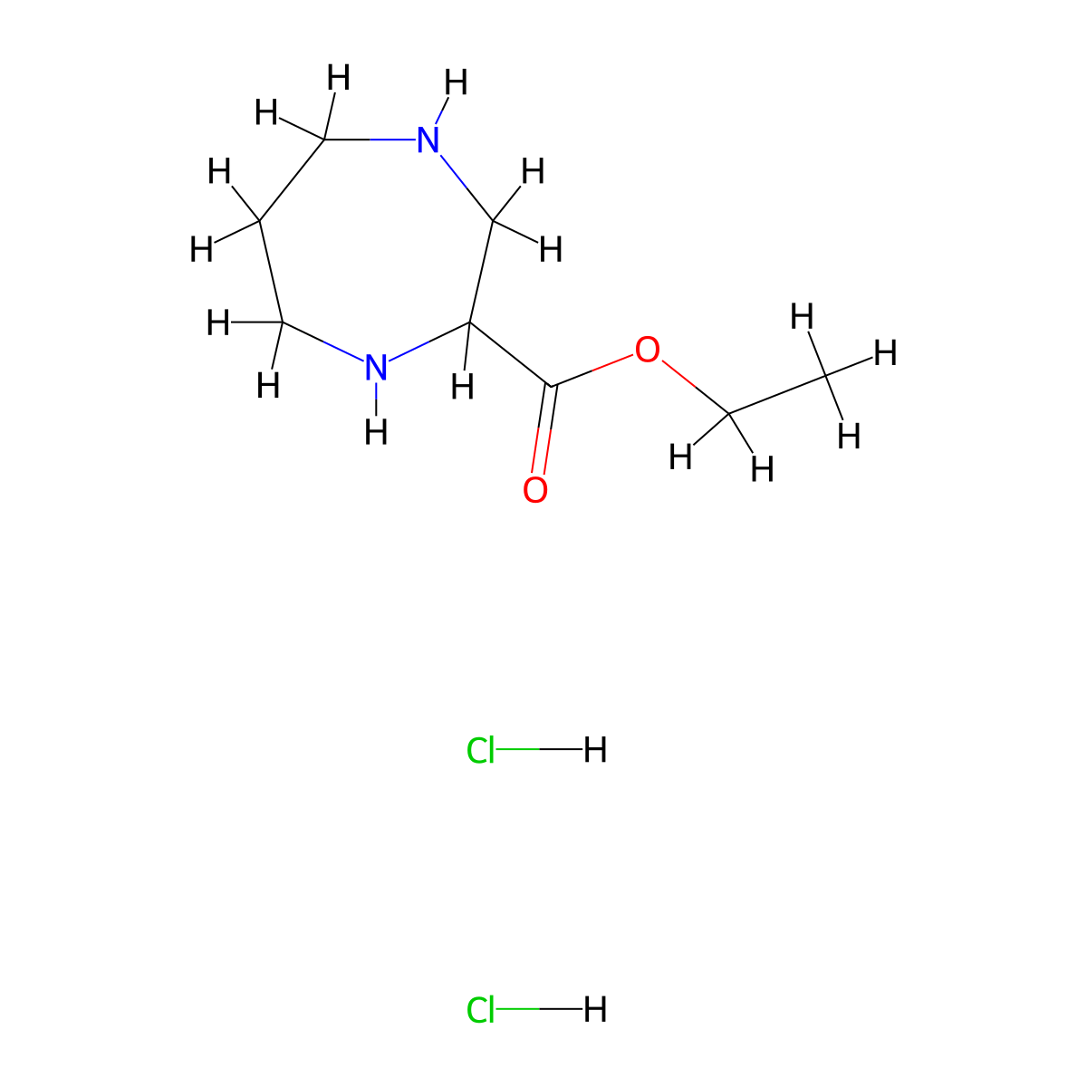 Ethyl 1,4-diazepane-2-carboxylate dihydrochloride molecular structure, CAS 1864013-88-6