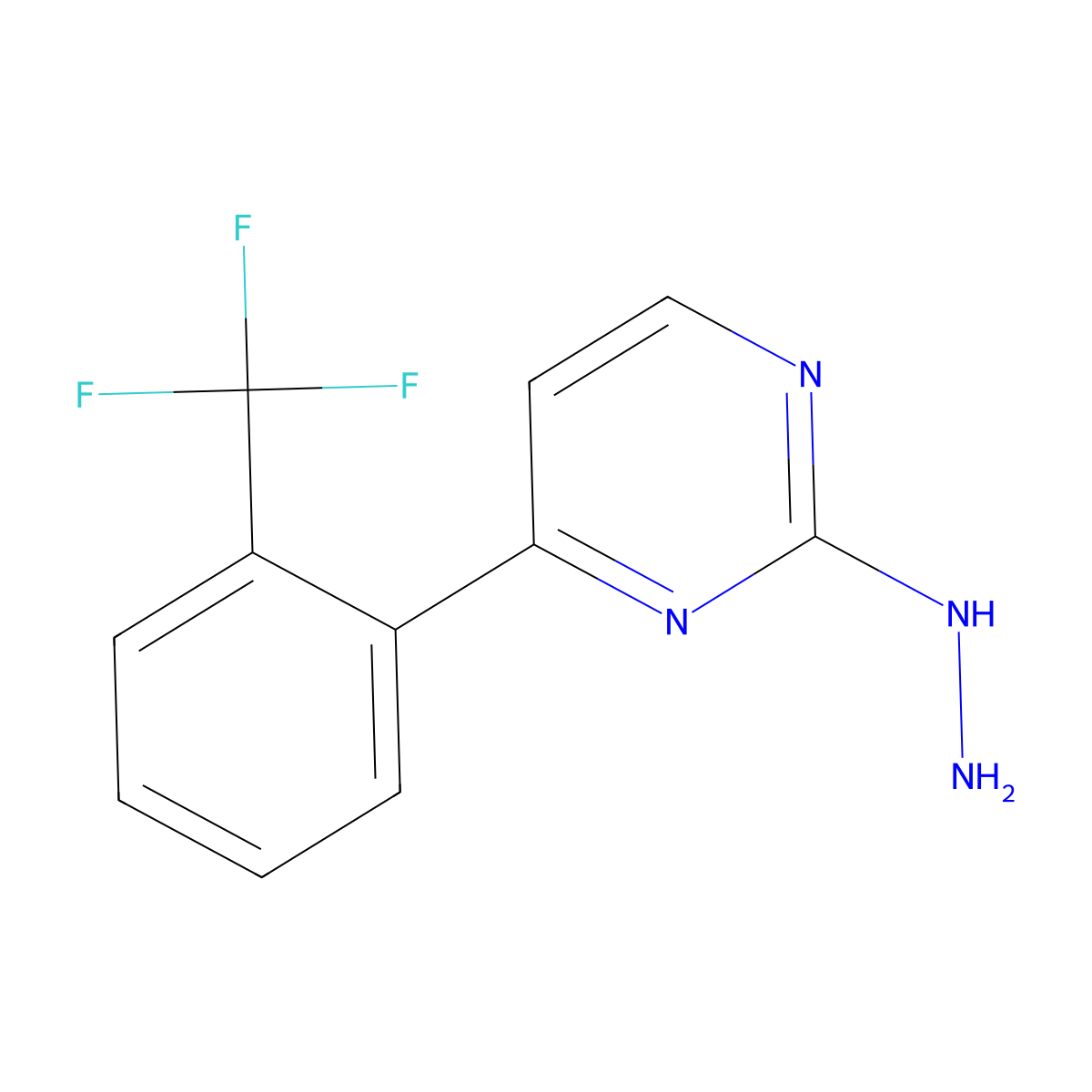 2-Hydrazino-4-[2-(trifluoromethyl)phenyl]pyrimidine molecular structure, CAS 1864013-94-4