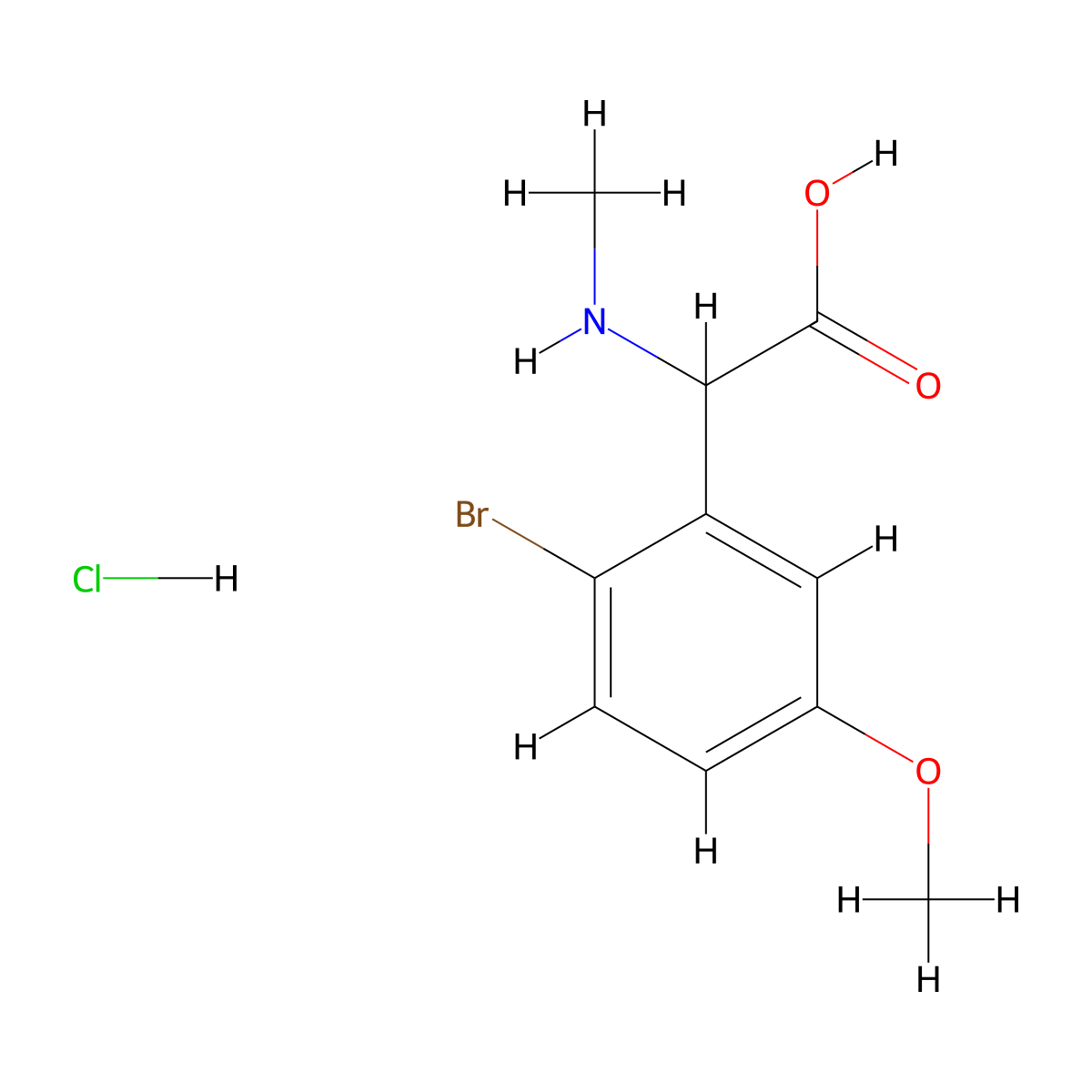 2-(2-Bromo-5-methoxyphenyl)-2-(methylamino)acetic acid hydrochloride molecular structure, CAS 1864013-95-5
