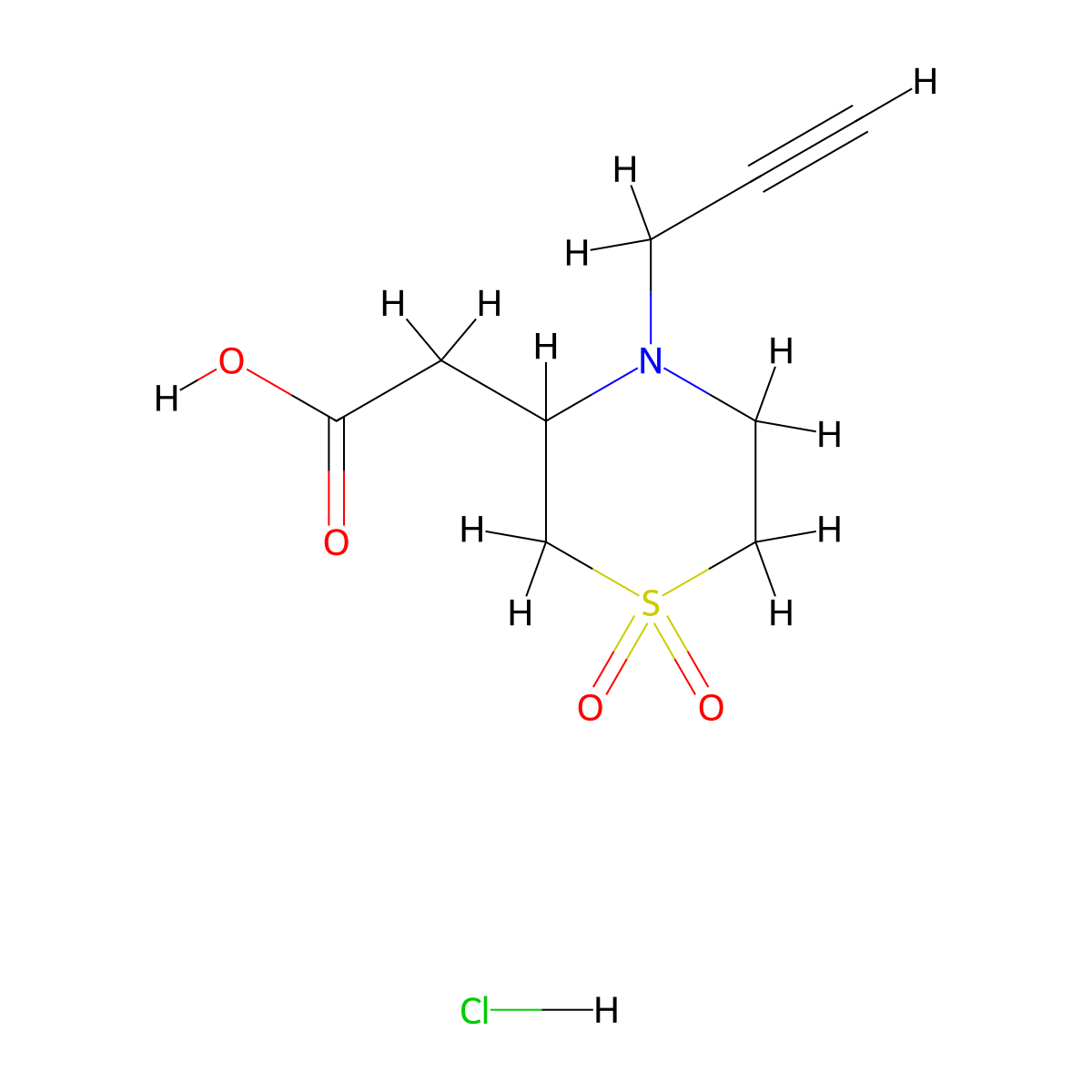 2-[1,1-Dioxo-4-(prop-2-yn-1-yl)-1lambda6-thiomorpholin-3-yl]acetic acid hydrochloride molecular structure, CAS 1864013-96-6