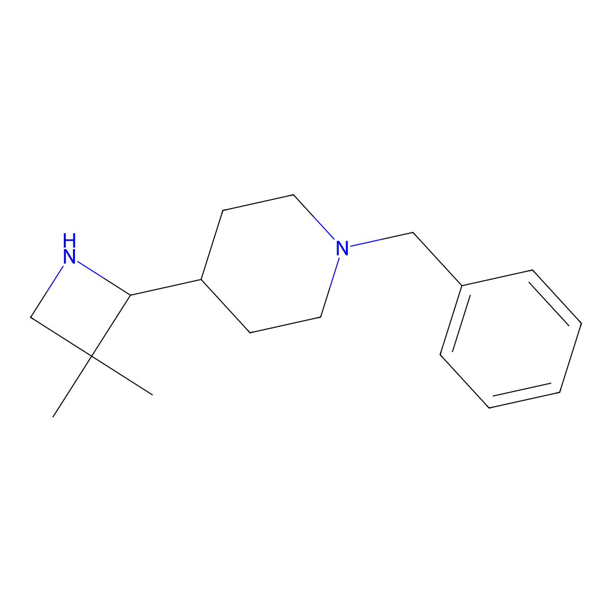 1-Benzyl-4-(3,3-dimethylazetidin-2-yl)piperidine molecular structure, CAS 1864013-98-8