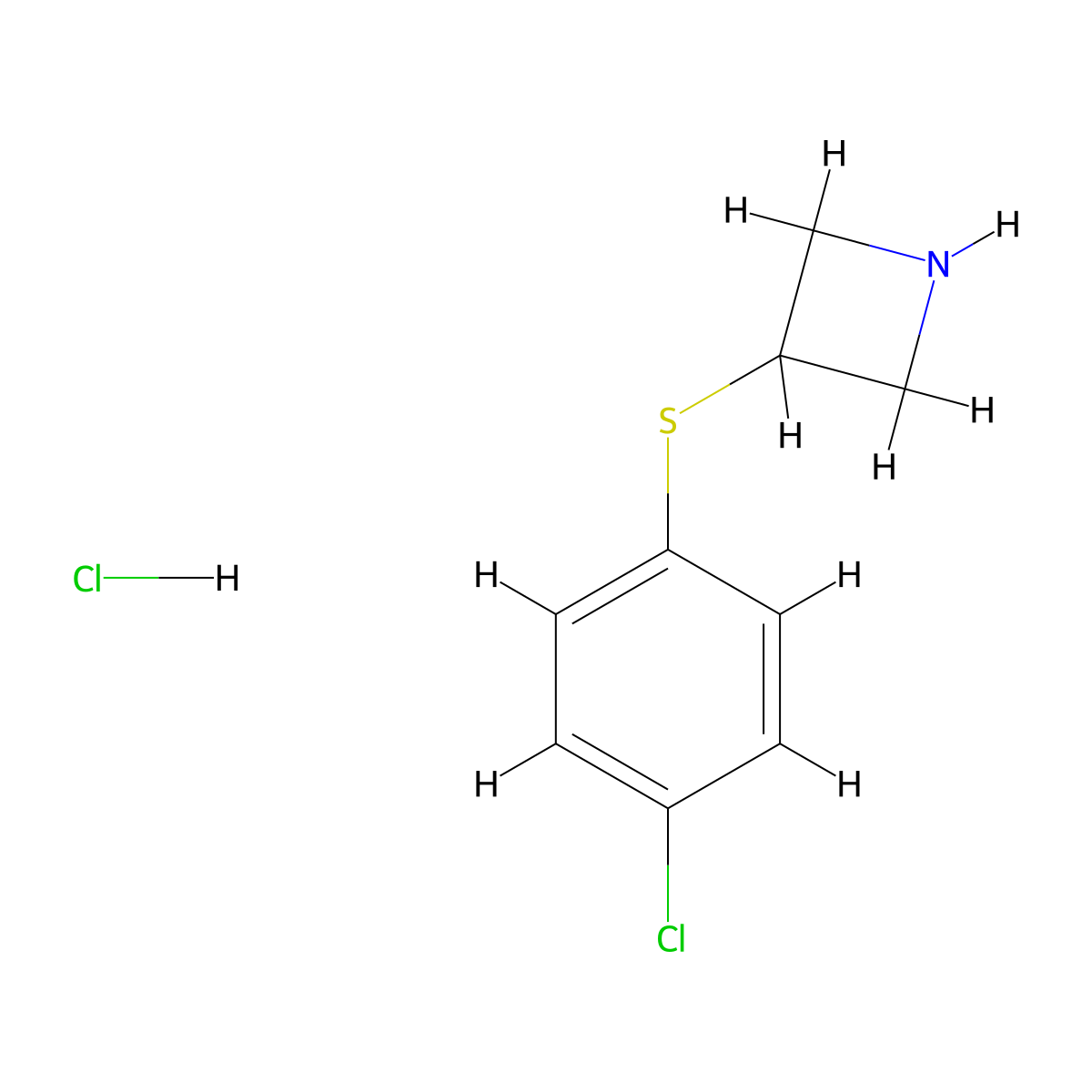 3-[(4-Chlorophenyl)sulfanyl]azetidine hydrochloride molecular structure, CAS 1864014-16-3