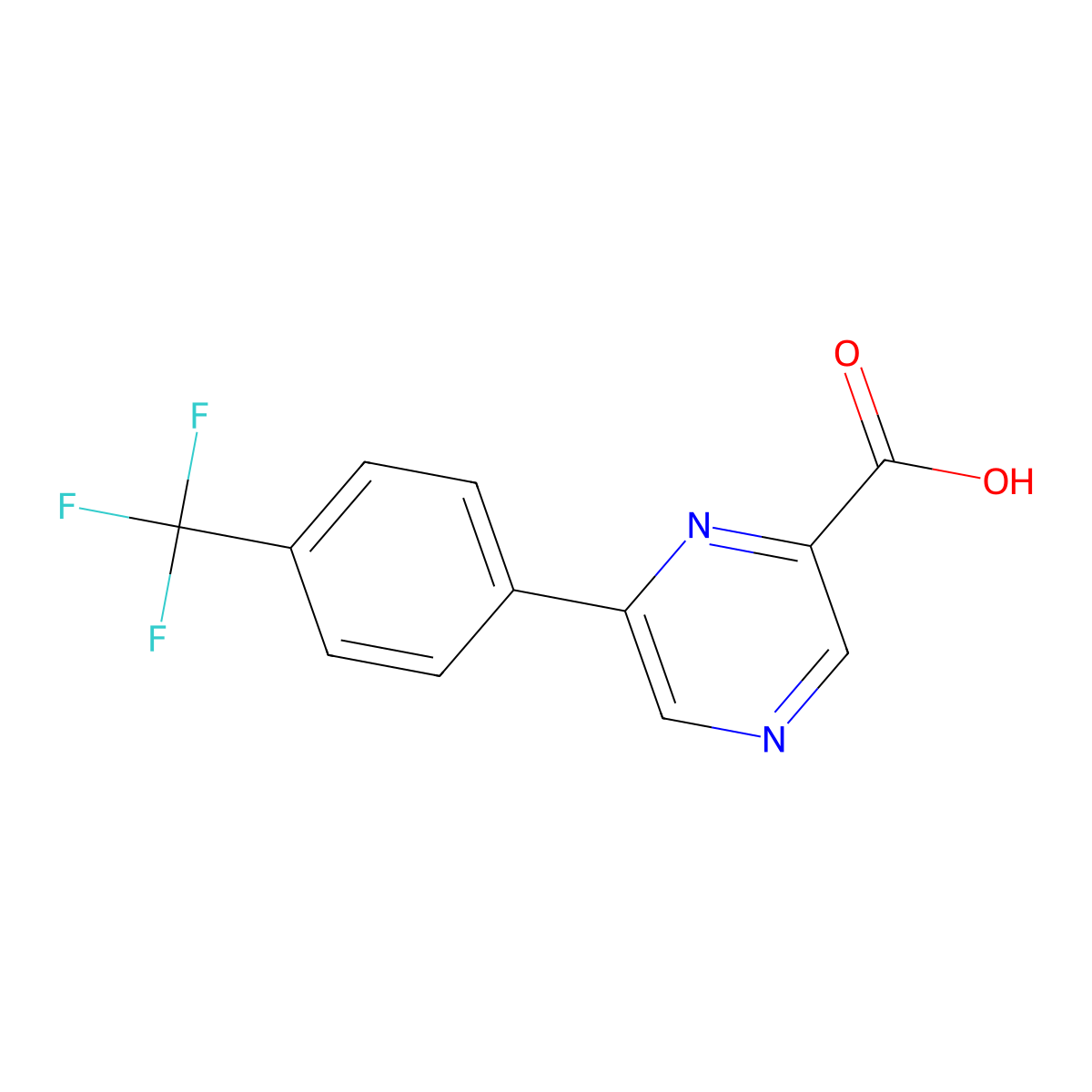 6-[4-(Trifluoromethyl)phenyl]pyrazine-2-carboxylic Acid molecular structure, CAS 1864014-28-7