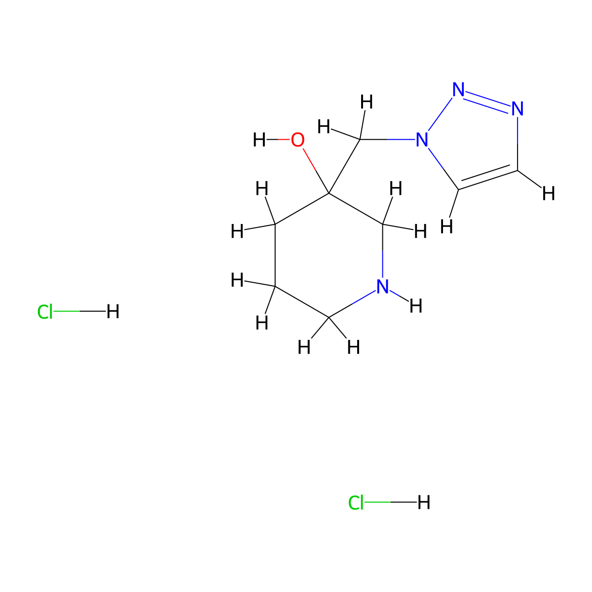 3-[(1H-1,2,3-triazol-1-yl)methyl]piperidin-3-ol dihydrochloride molecular structure, CAS 1864014-76-5