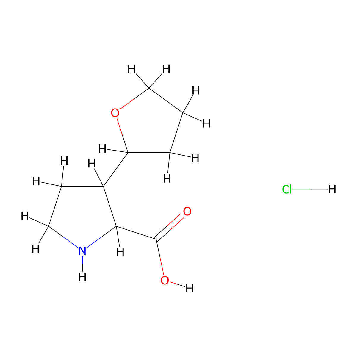 3-(Oxolan-2-yl)pyrrolidine-2-carboxylic acid hydrochloride molecular structure, CAS 1864014-80-1