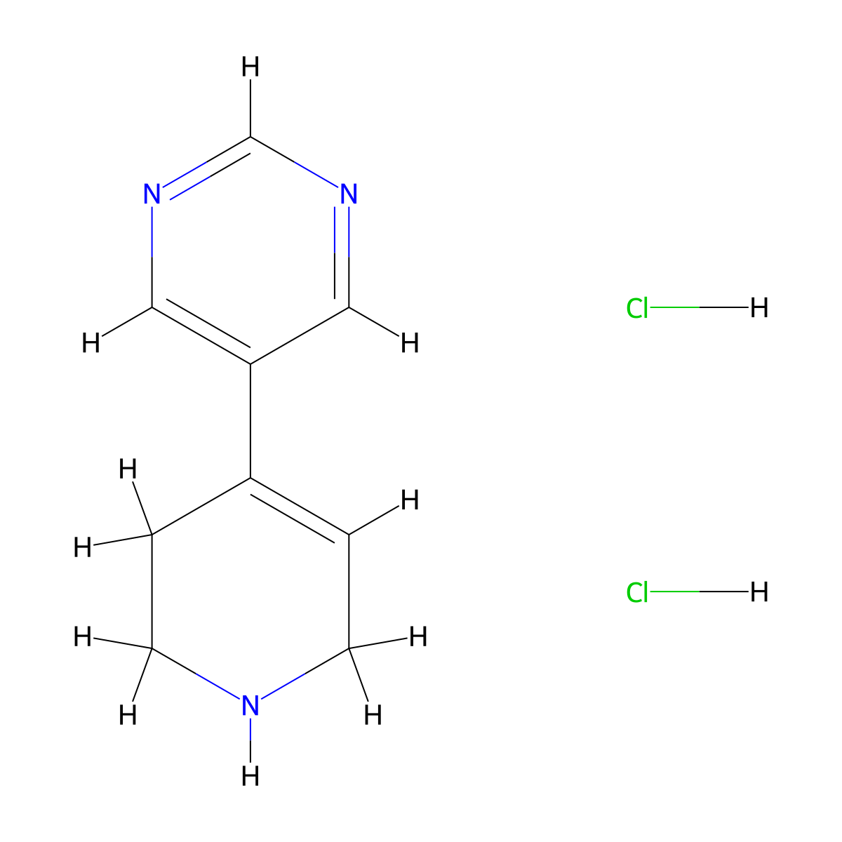 5-(1,2,3,6-Tetrahydropyridin-4-yl)pyrimidine dihydrochloride molecular structure, CAS 1864014-87-8