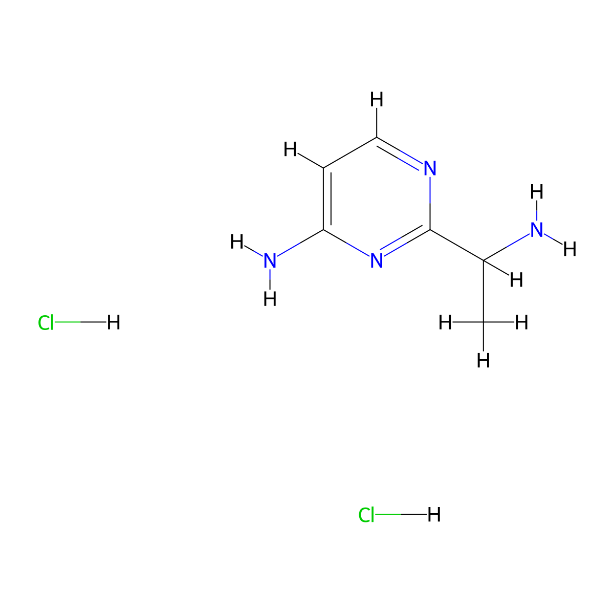2-(1-Aminoethyl)pyrimidin-4-amine dihydrochloride molecular structure, CAS 1864015-10-0