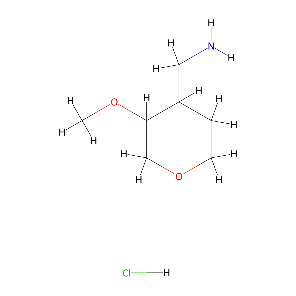 (3-Methoxyoxan-4-yl)methanamine hydrochloride molecular structure, CAS 1864015-11-1
